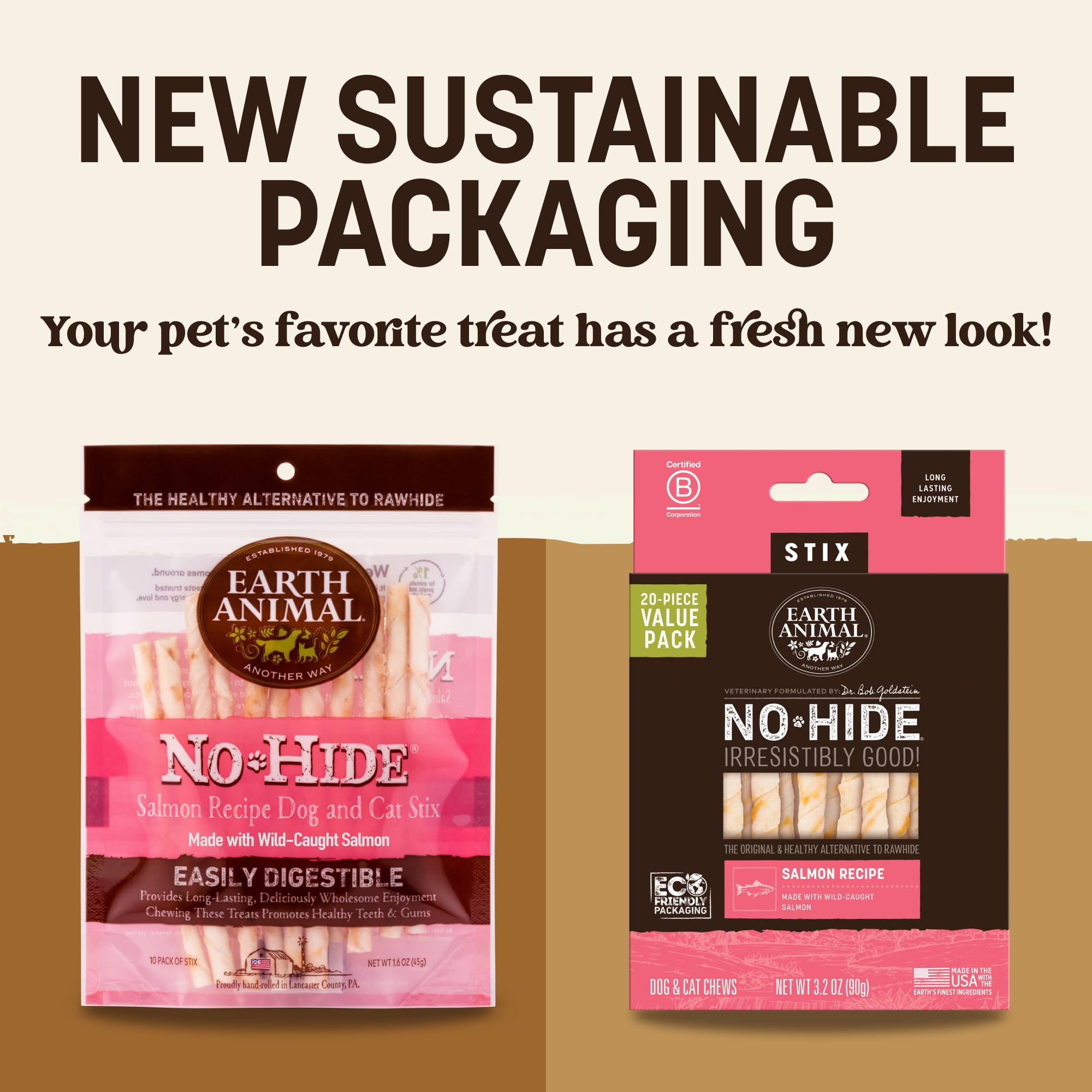Earth Animal No Hide Stix, ingredientes naturales para masticar con salmón
