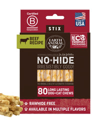 Earth Animal No Hide Stix: paquete de 80 piezas para masticación de perros pequeños