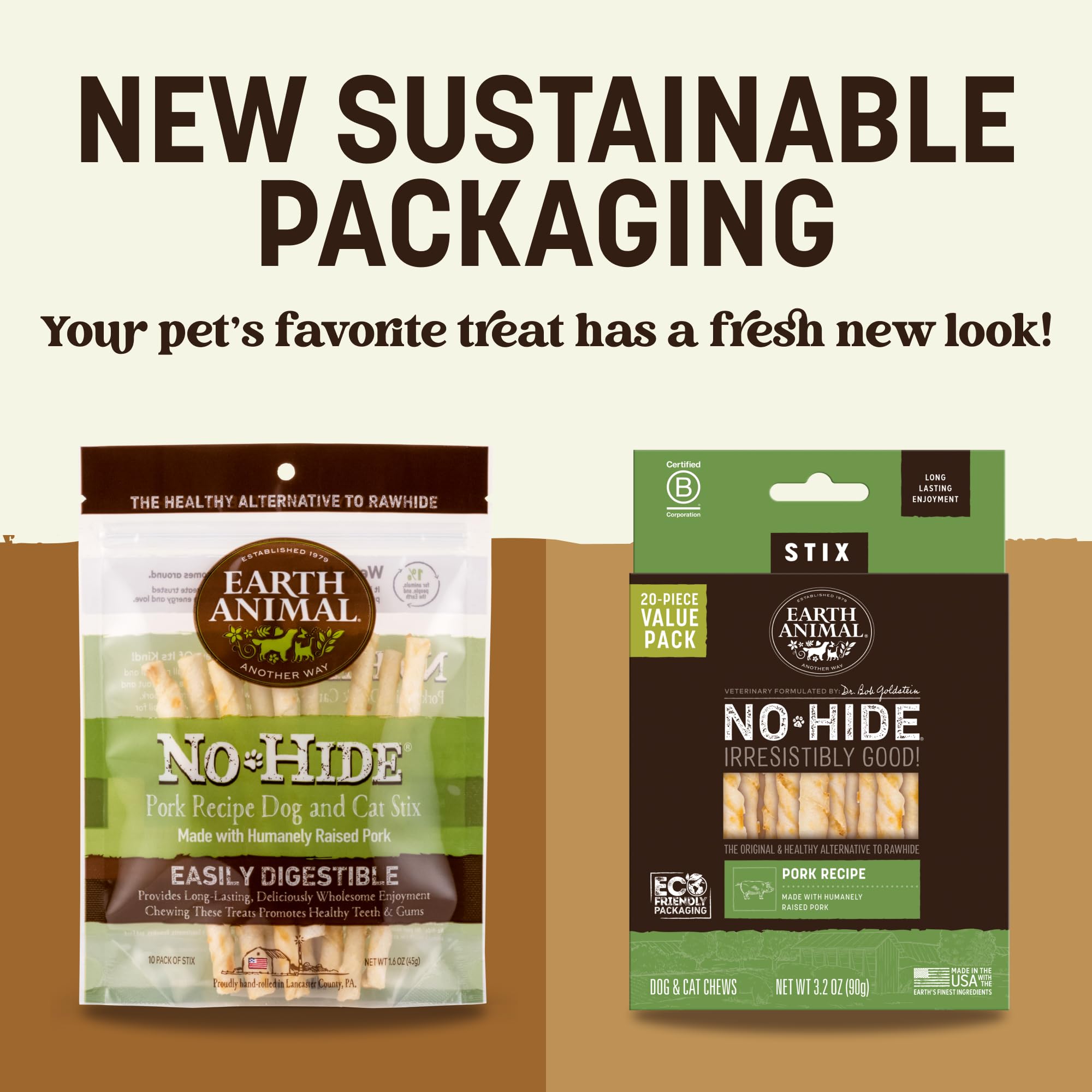 Earth Animal No Hide Stix textura masticable, ideal para limpieza de dientes de perros pequeños.
