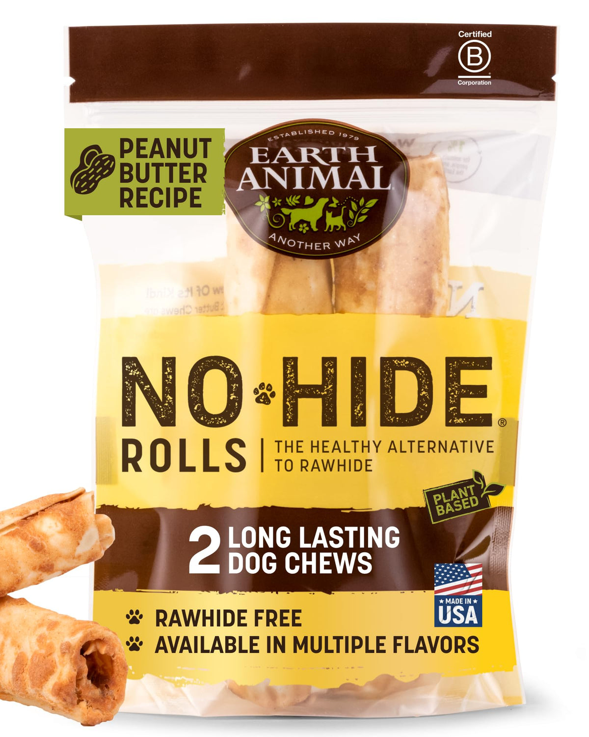 Earth Animal chuches sin piel en rollos para perros medianos, duraderas para combatir el aburrimiento.