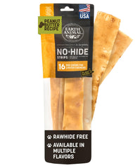 Earth Animal tiras sin cuero crudo con mantequilla de cacahuete, snack sabroso y digerible.