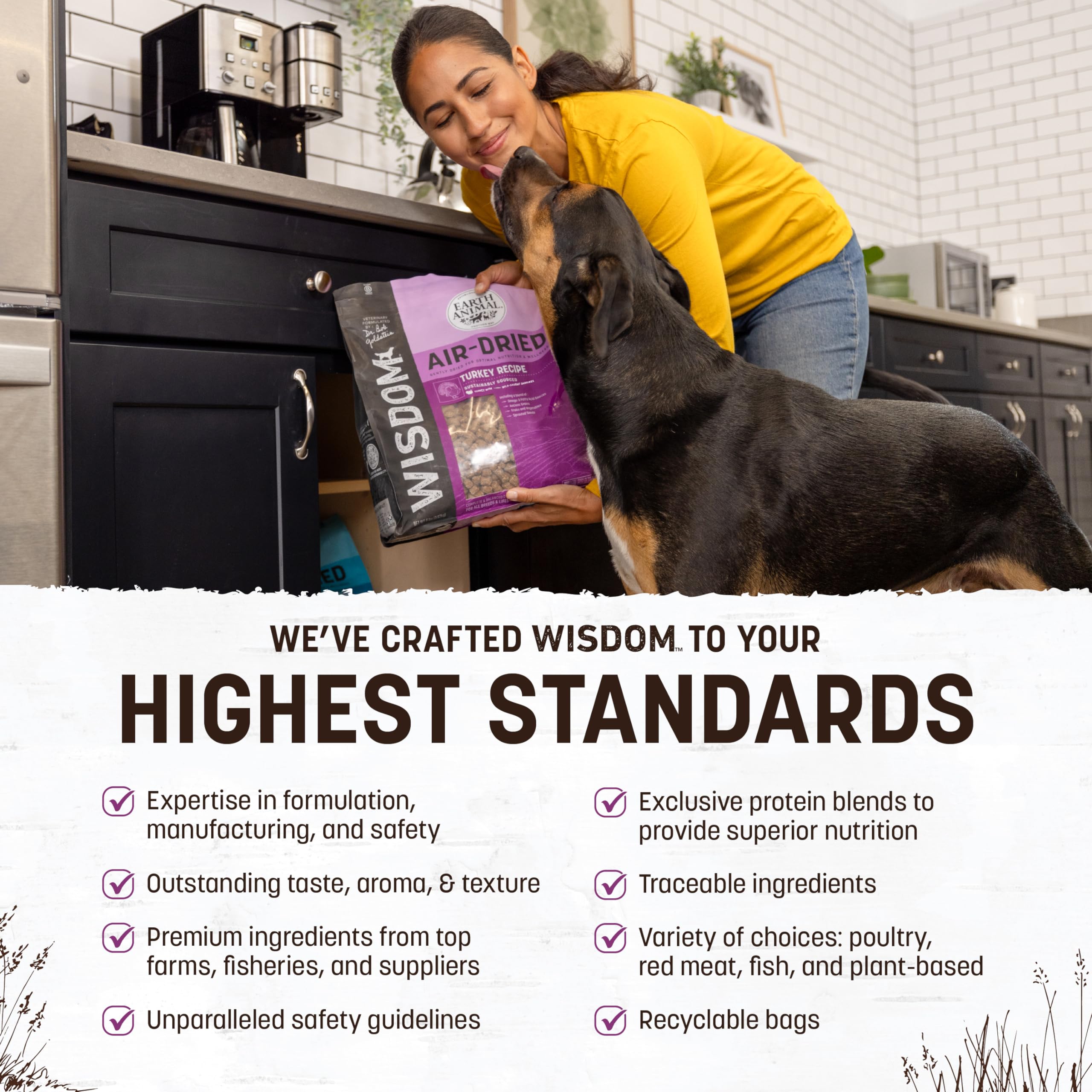 Earth Animal Wisdom textura jerky de pavo, ideal para perros selectivos