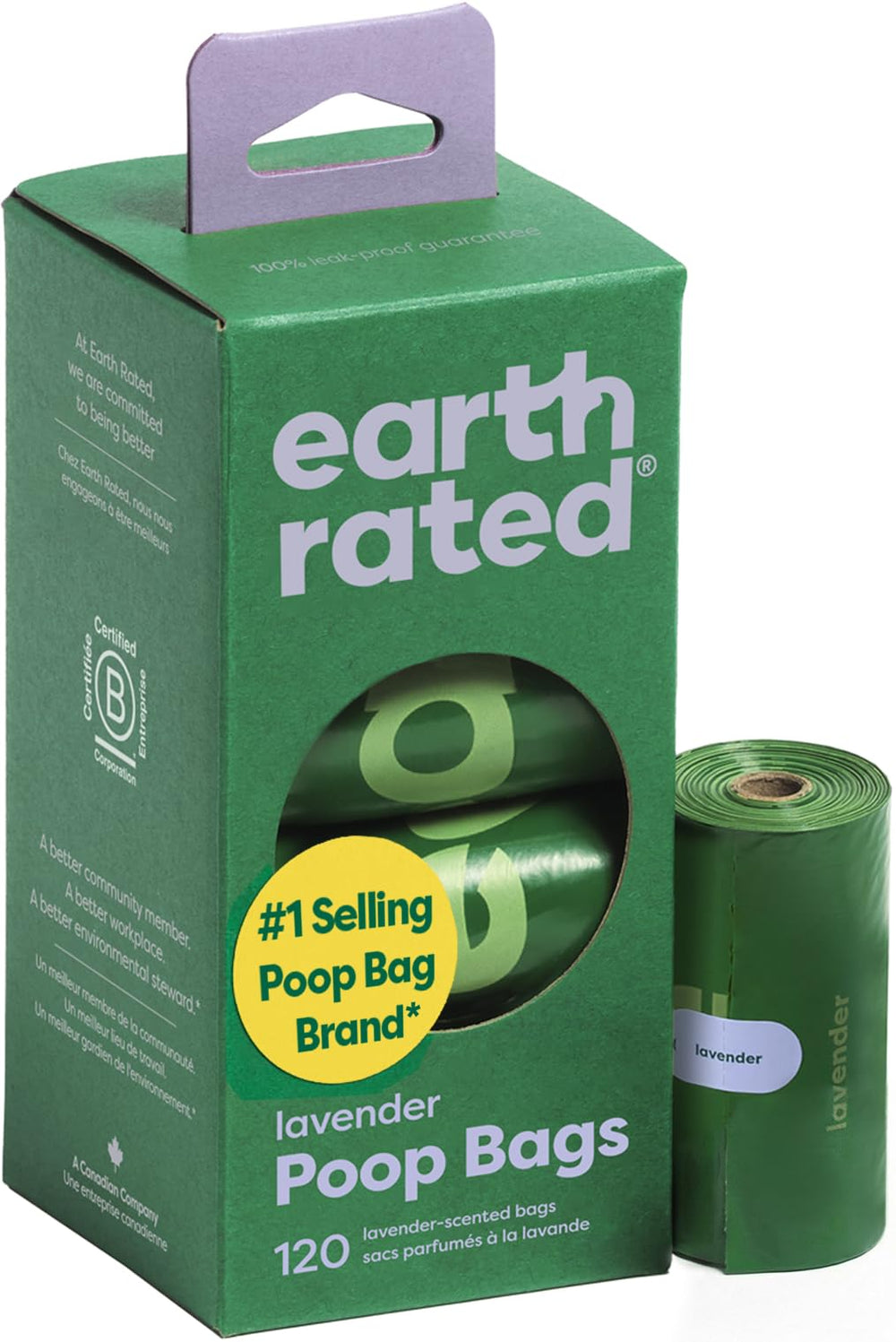 Earth Rated bolsas lavanda en rollo para paseos limpios