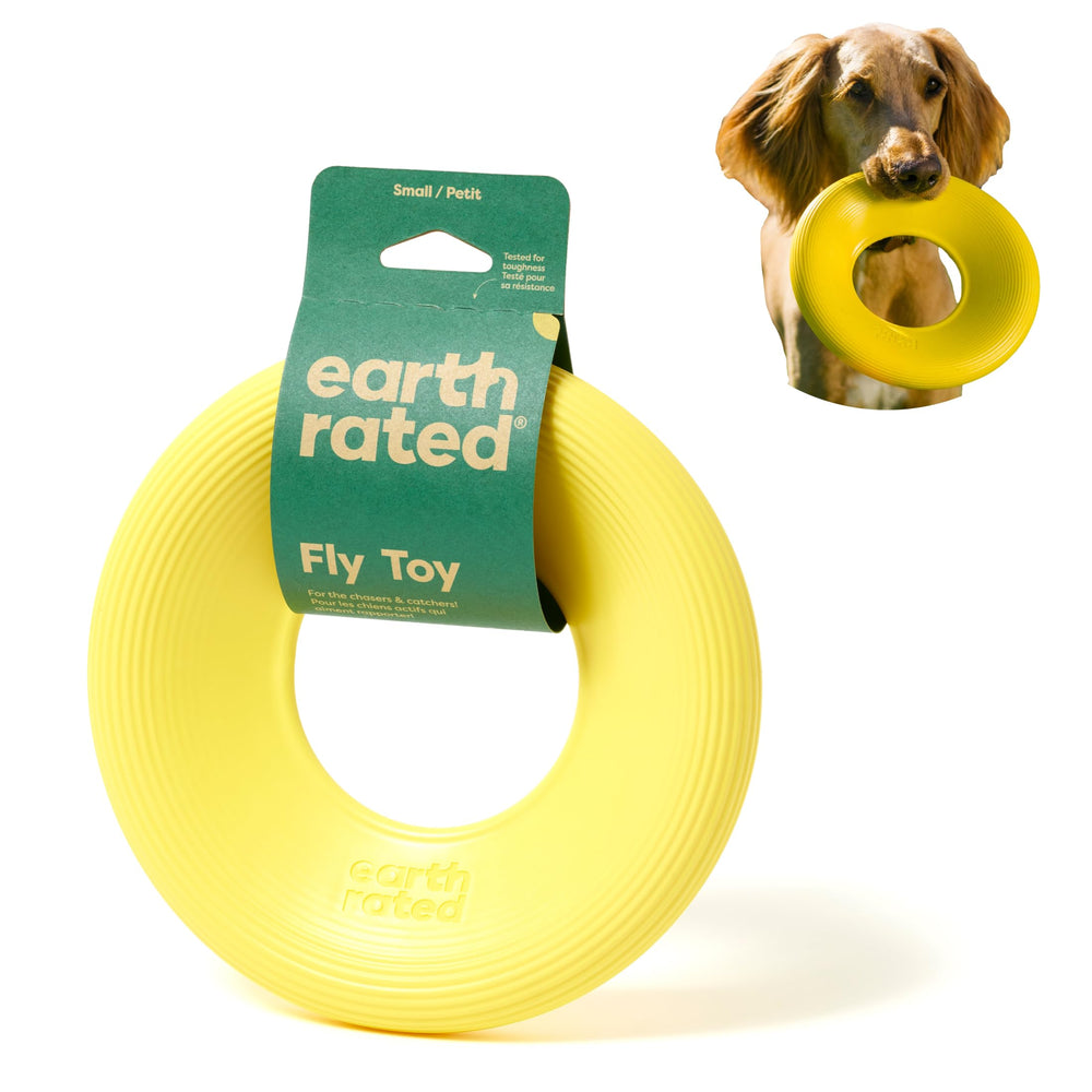 Earth Rated disco volador para perros amarillo, alta visibilidad.