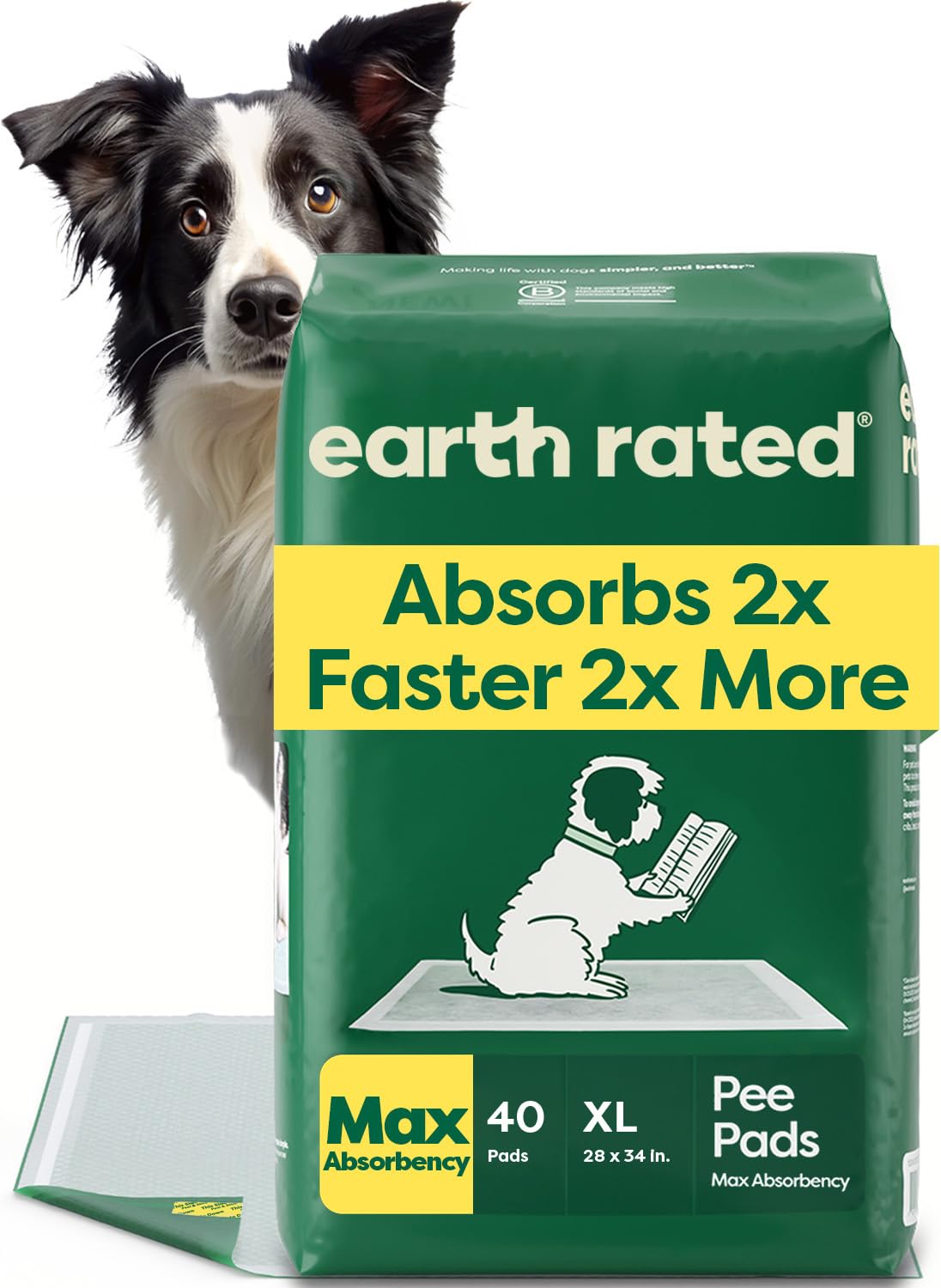 Earth Rated Puppy Pads con tecnología de absorción rápida protege el suelo
