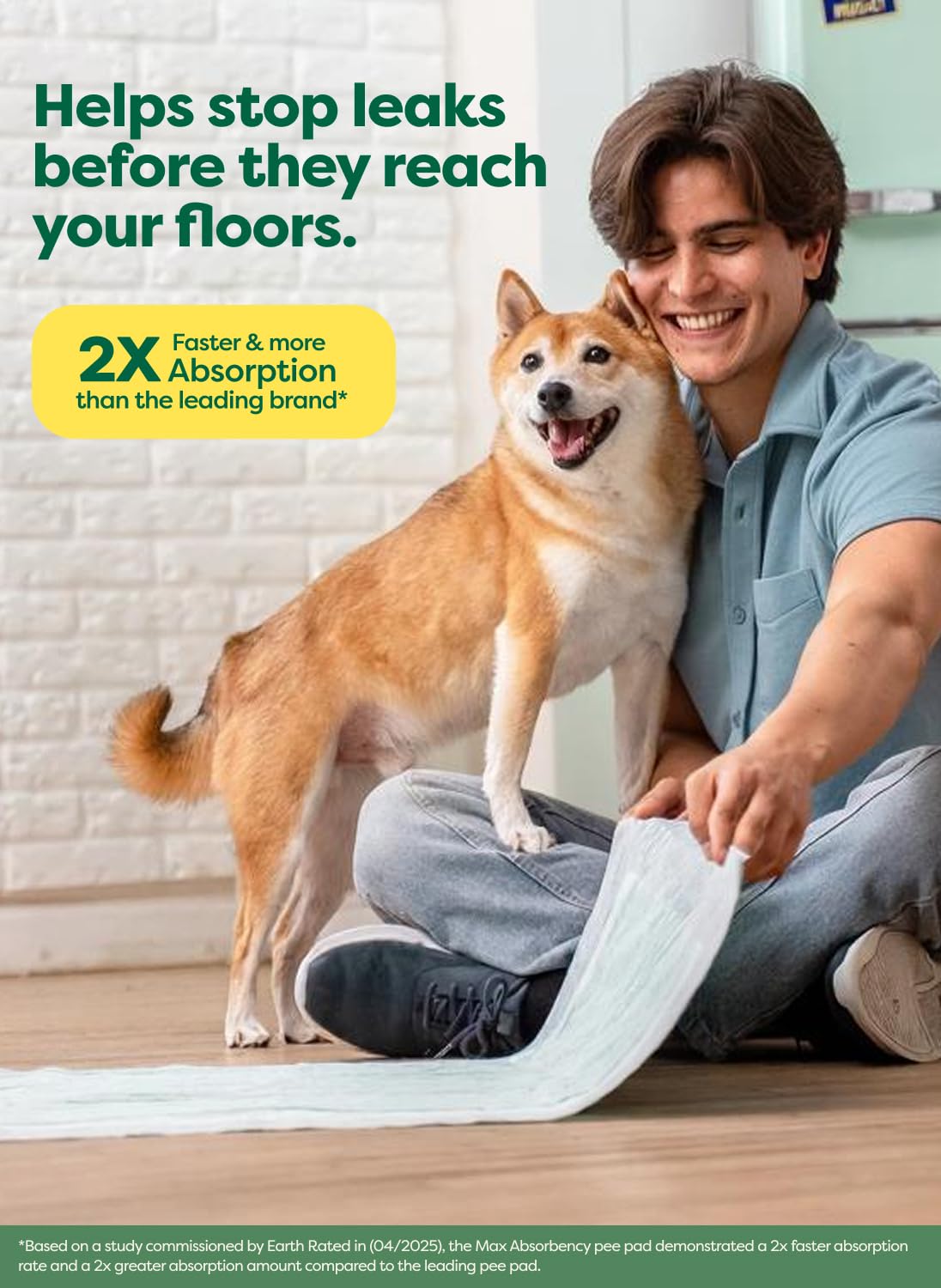 Earth Rated Puppy Pads con diseño de capas evita filtraciones