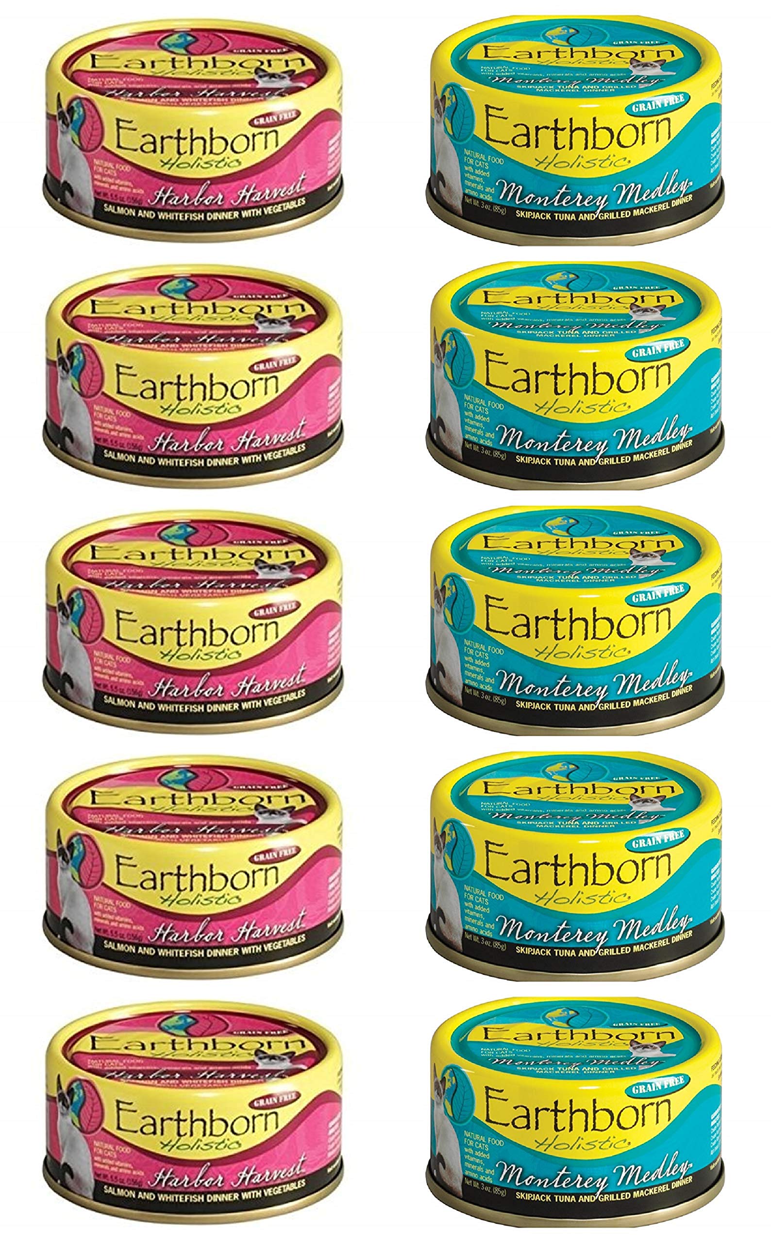 Earthborn Holistic Harbor Harvest, lata individual, nutrición sin granos para gatos