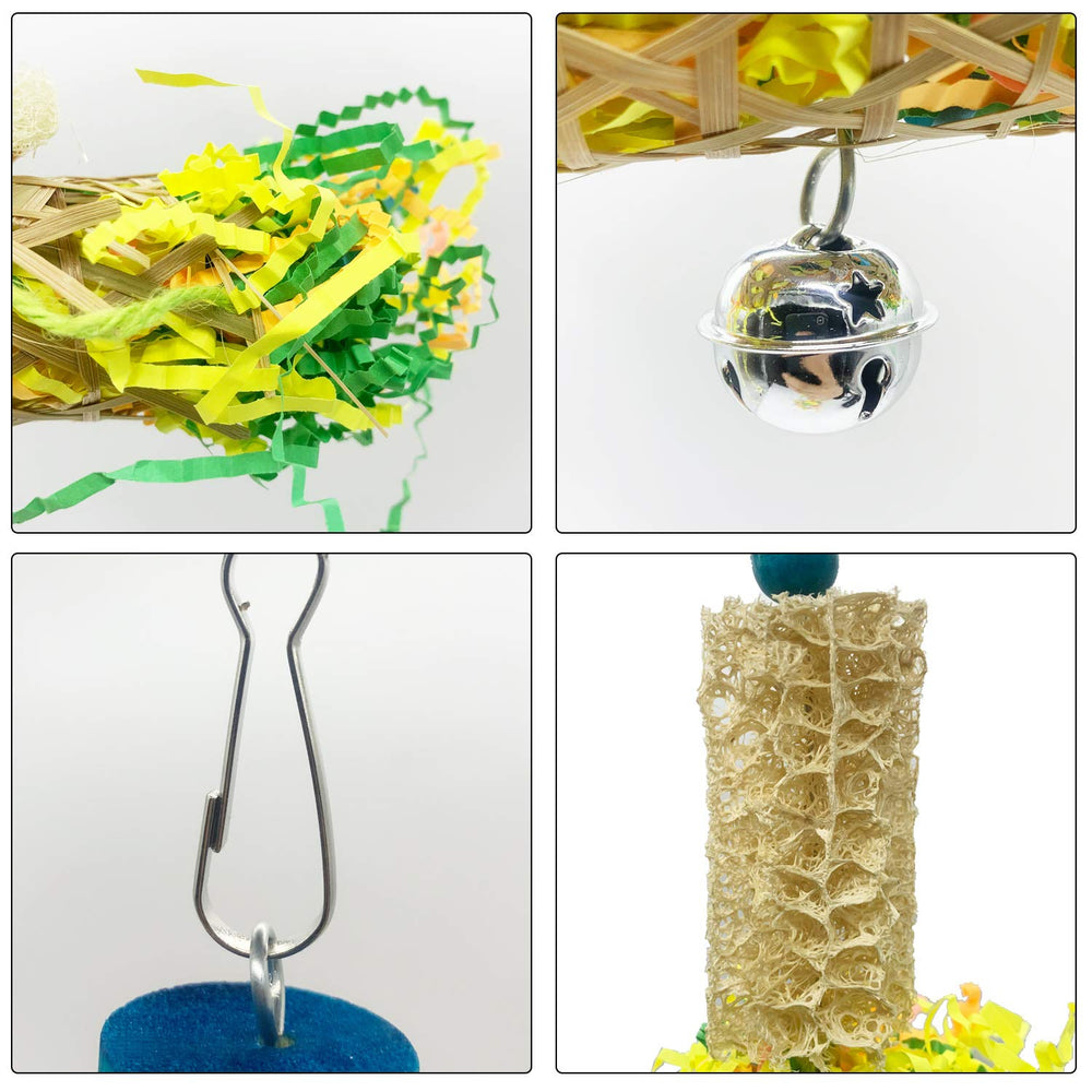 EBaokuup Materiales de rattan, lufa y papel para pájaros: seguridad y estimulación sensorial