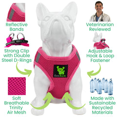 EcoBark arnés rosado mediano ajuste total para un ajuste seguro.