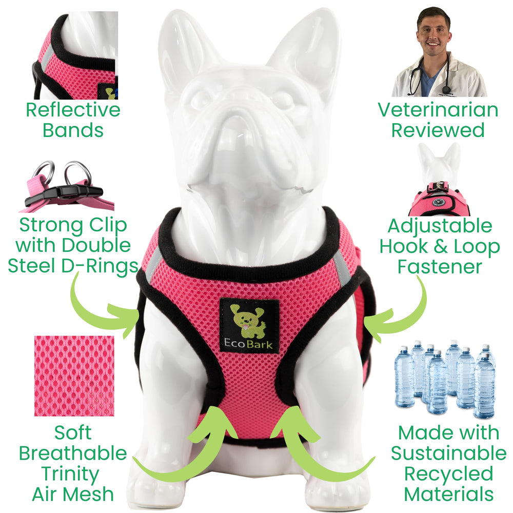 EcoBark Step in: arnés tejido anti-rozadura protege la piel durante paseos.
