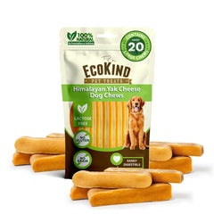 EcoKind Premium Gold Yak Chews para perros grandes, sabor natural y alto contenido proteico.
