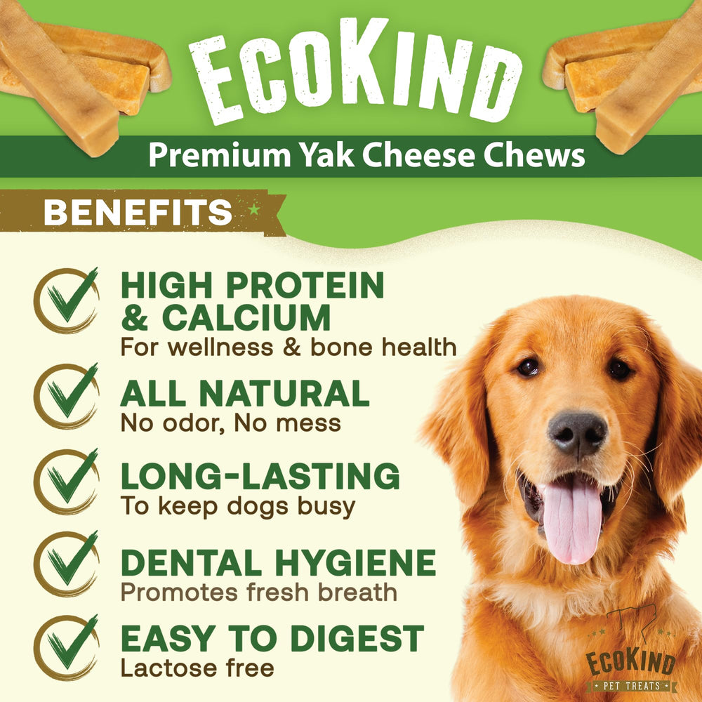 EcoKind Premium Gold Yak Cheese Himalayan paquete familiar mantiene ocupada a la mascota.