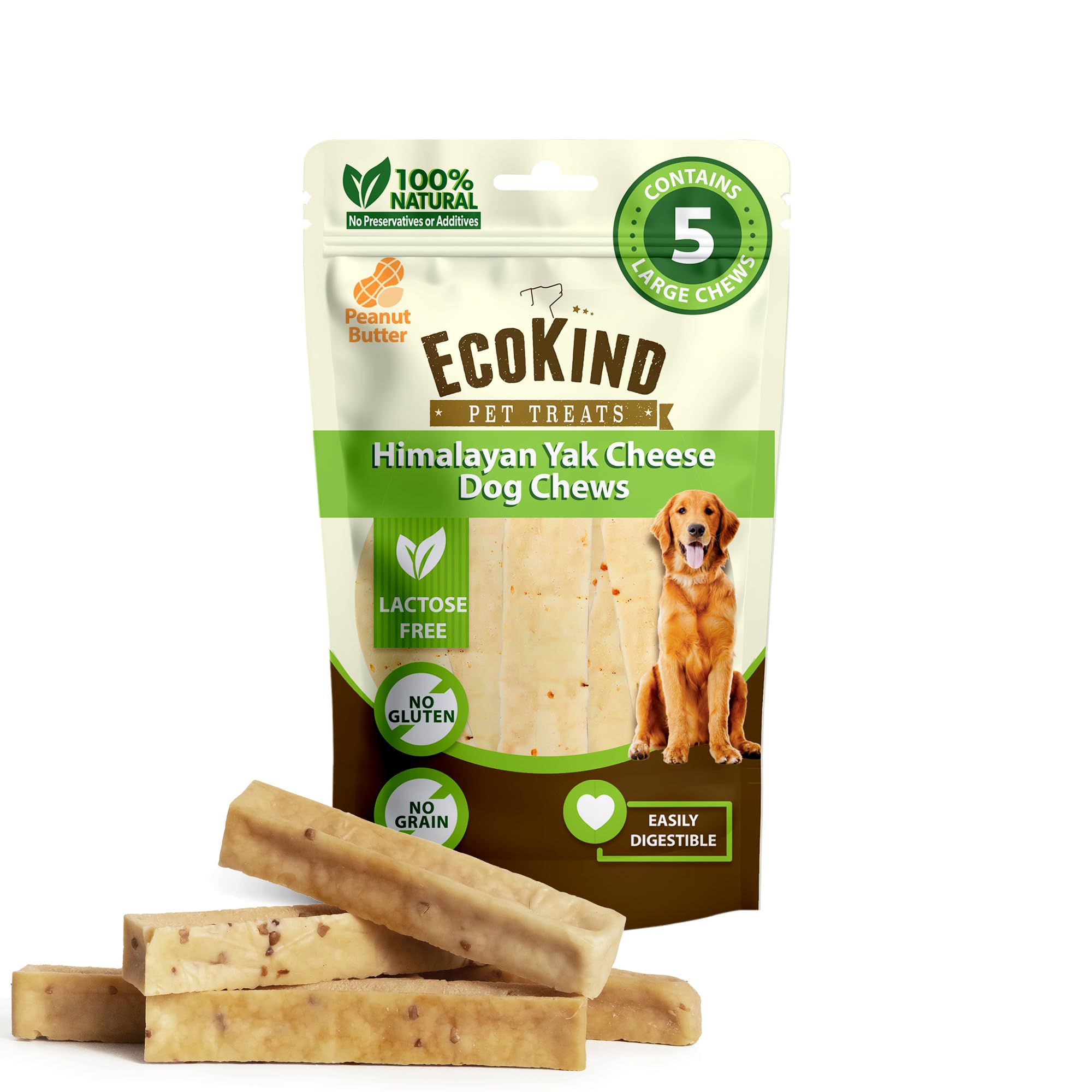 EcoKind premium oro yak masticables grandes: snack natural para perros grandes.