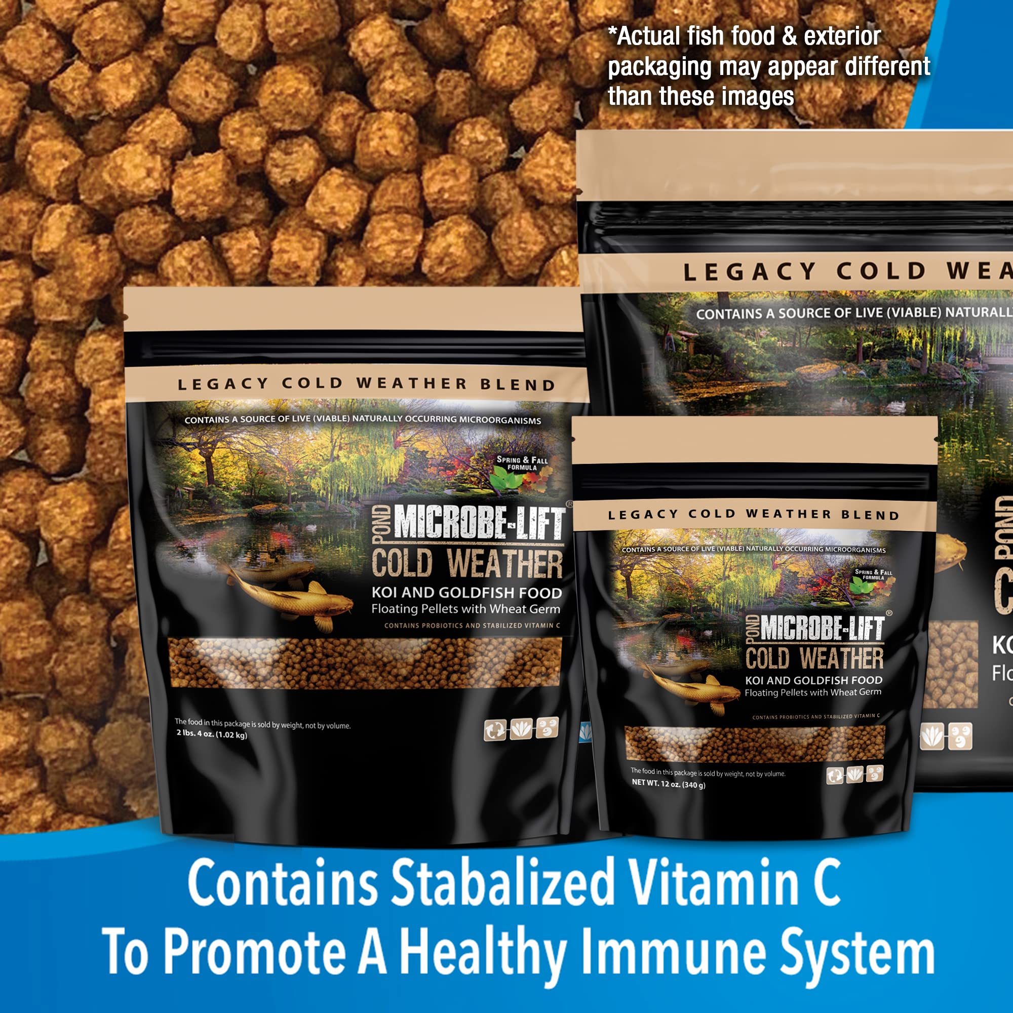 Microbe-Lift MLLWGSM con germen de trigo, nutrición estacional para peces.