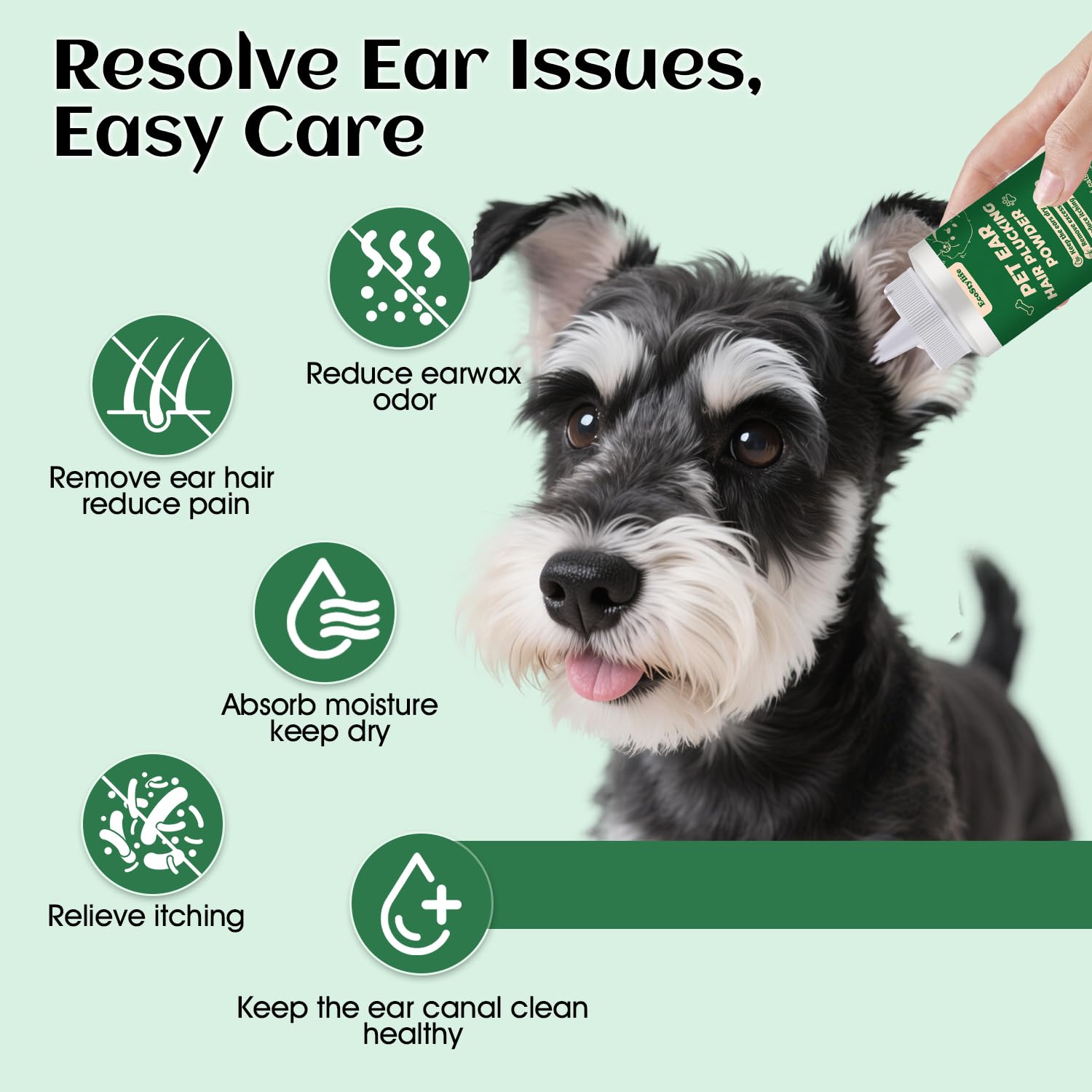 EcoStylife pinza para orejas de perro 14 cm, agarre preciso para retirar pelo.