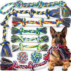 Juguetes de cuerda Eefitoys: paquete de nueve para perros grandes, ideal para tracción y juego.