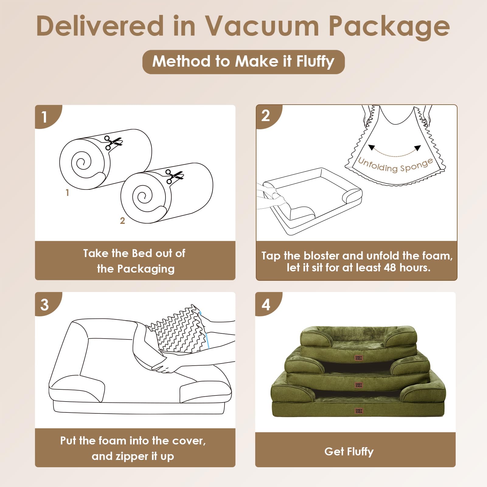Cama EHEYCIGA de dimensiones 44x32 pulgadas para perros grandes.