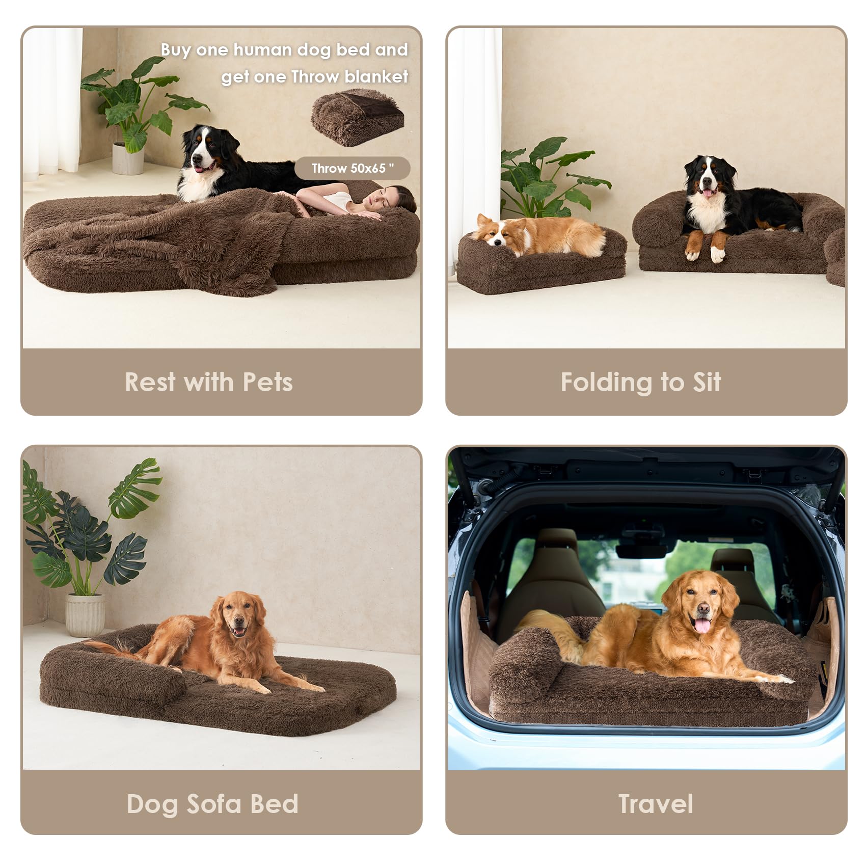Medidas de la cama EHEYCIGA: 137x97x19 cm para perros grandes