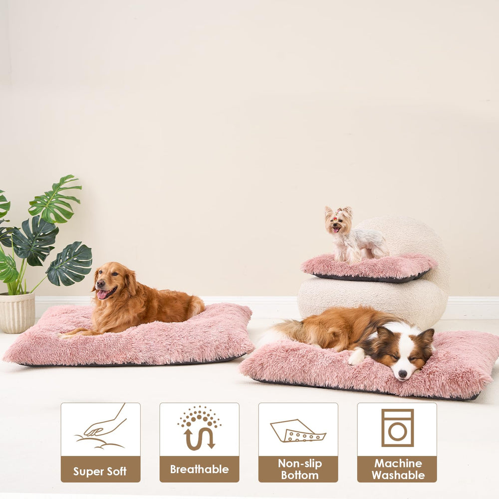 Textura de pelo falso de cama EHEYCIGA para perros XL rosa