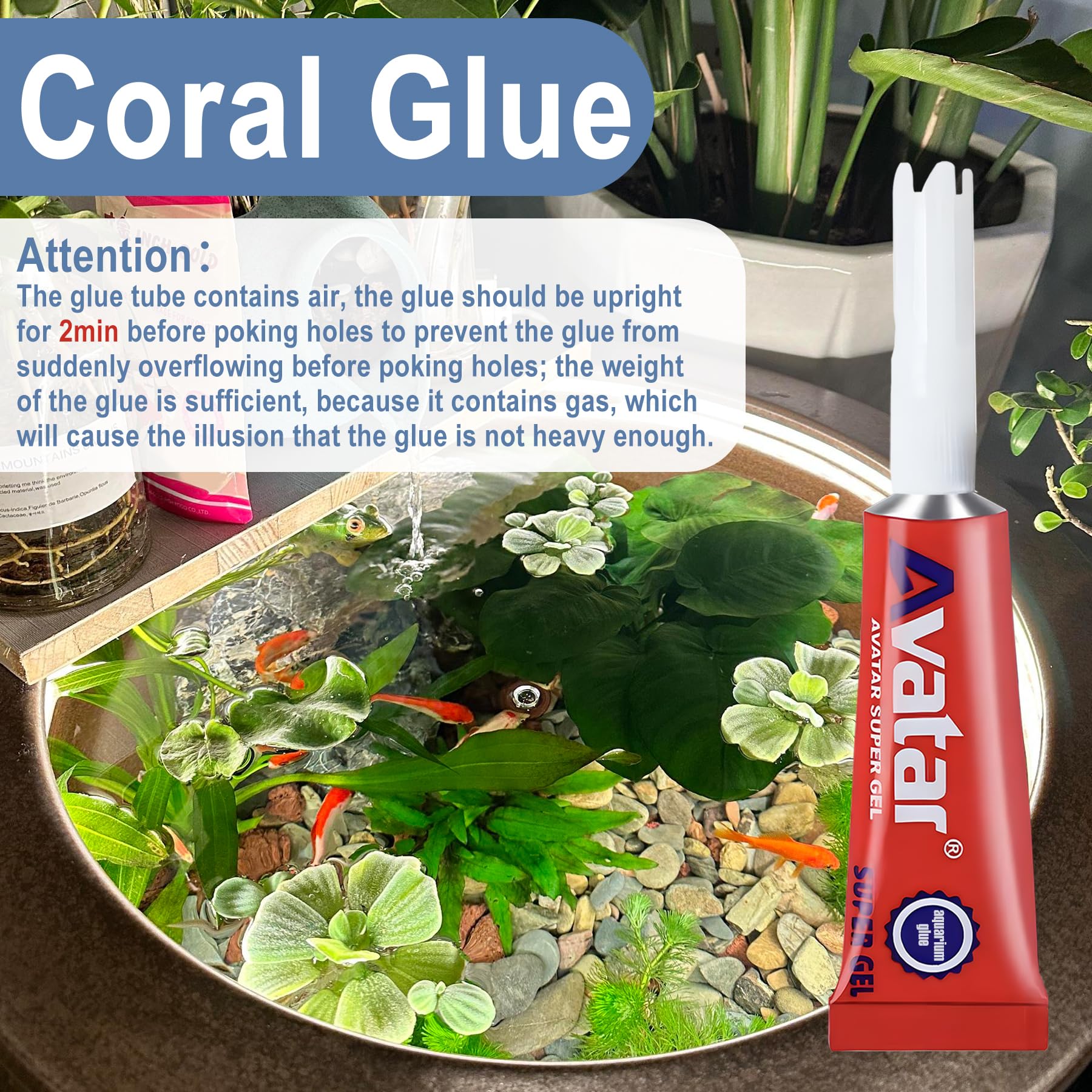 EIGTWEN pegamento acuario para piedras y adornos, sujeción segura.