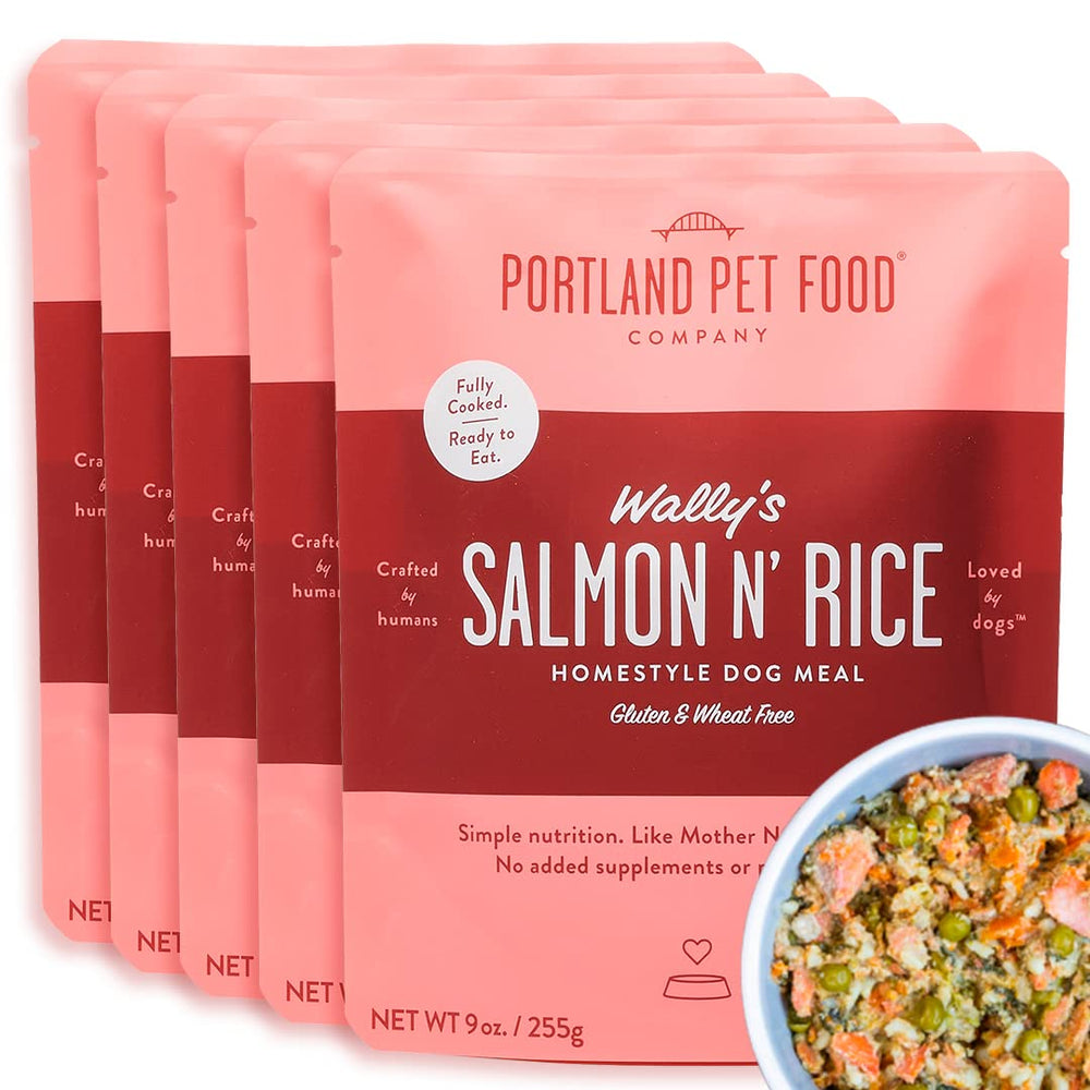 Wally’s Salmón Arroz en empaque, comida sabrosa para perros exigentes