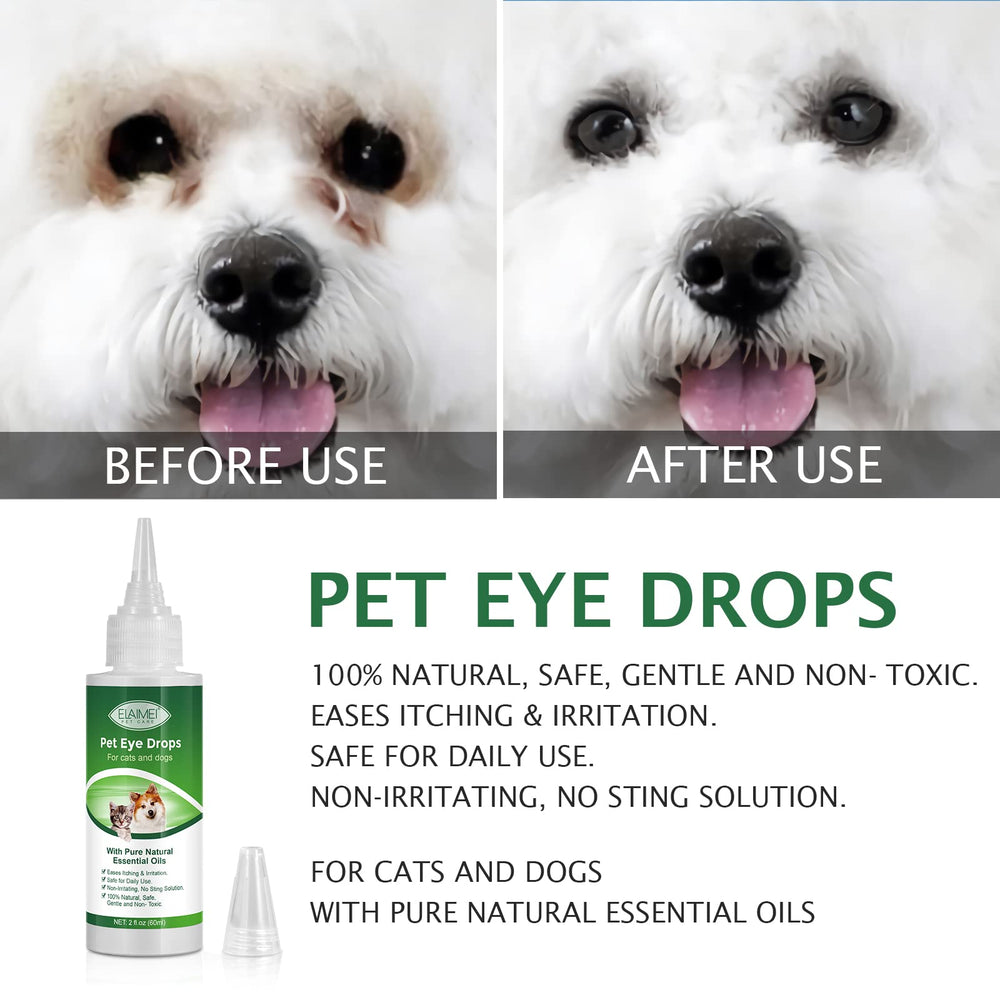 Forma natural Elaimei para el cuidado ocular de perros y gatos.