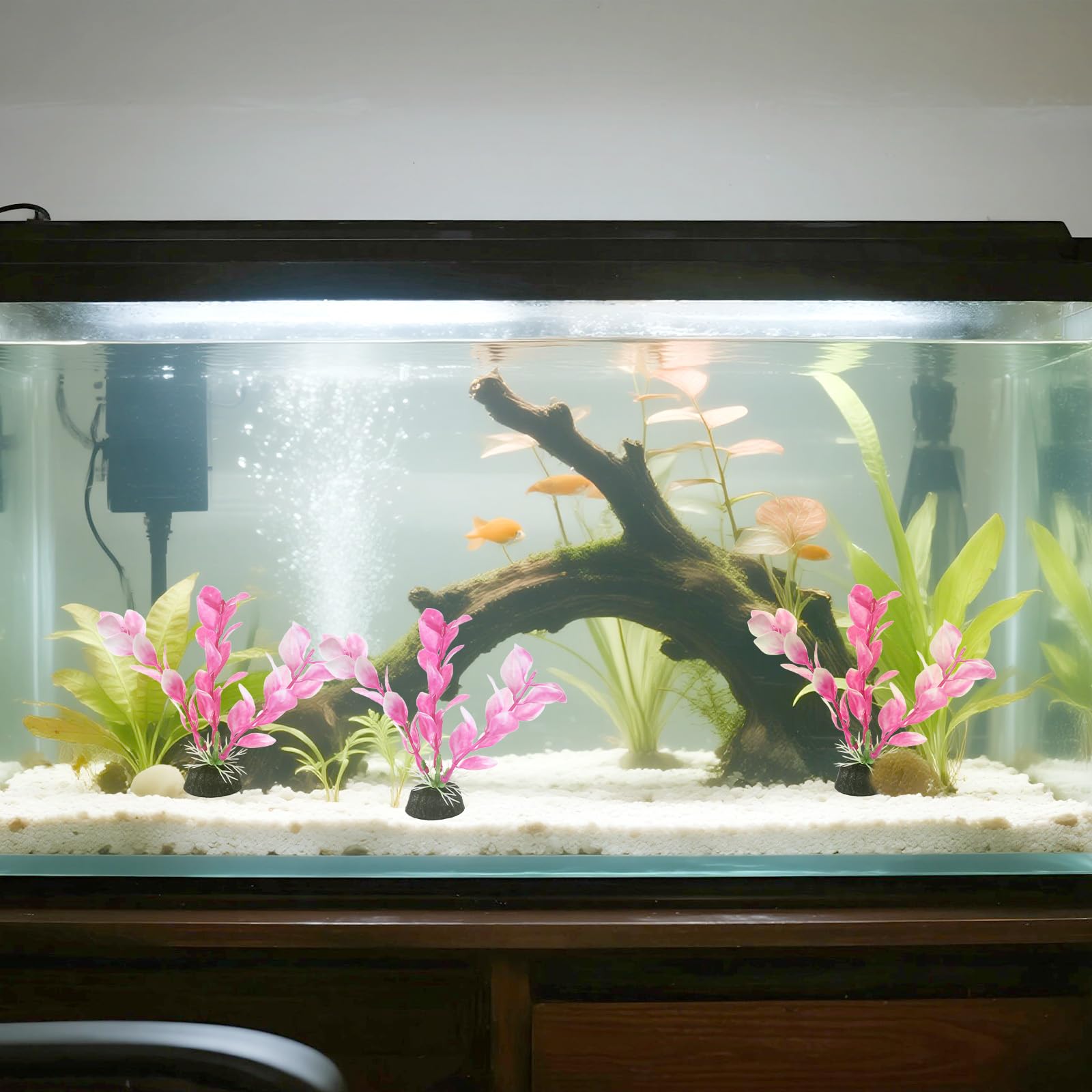 Eldraqth planta acuario rosada 11 cm, ideal para paisaje en betta.