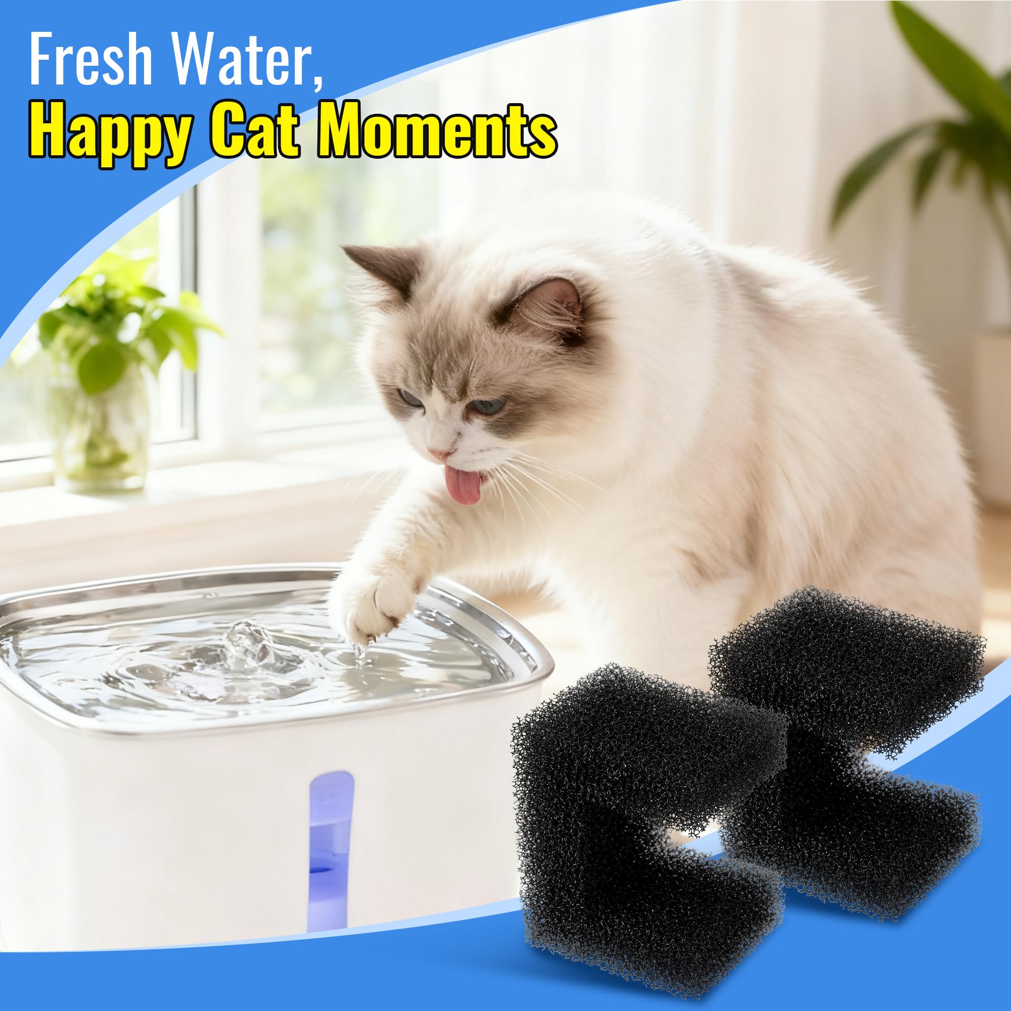 Enhon filtro espuma para protección de bomba en bebederos de mascotas.