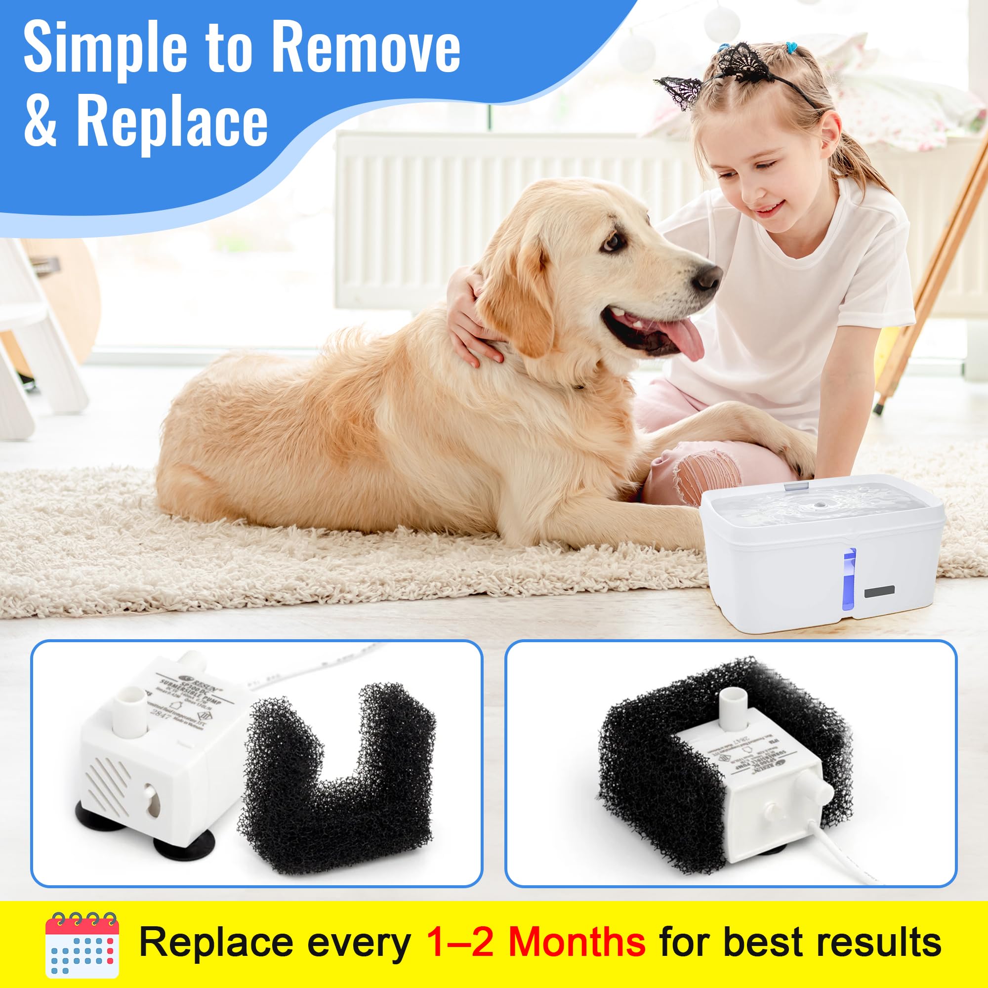 Enhon paquete de 20 filtros espuma para fuente de mascotas, conveniencia de mantenimiento.