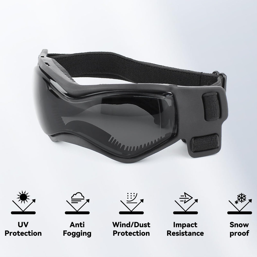 Gafas Enjoying para perros con correa ajustable: ajuste seguro durante juego.