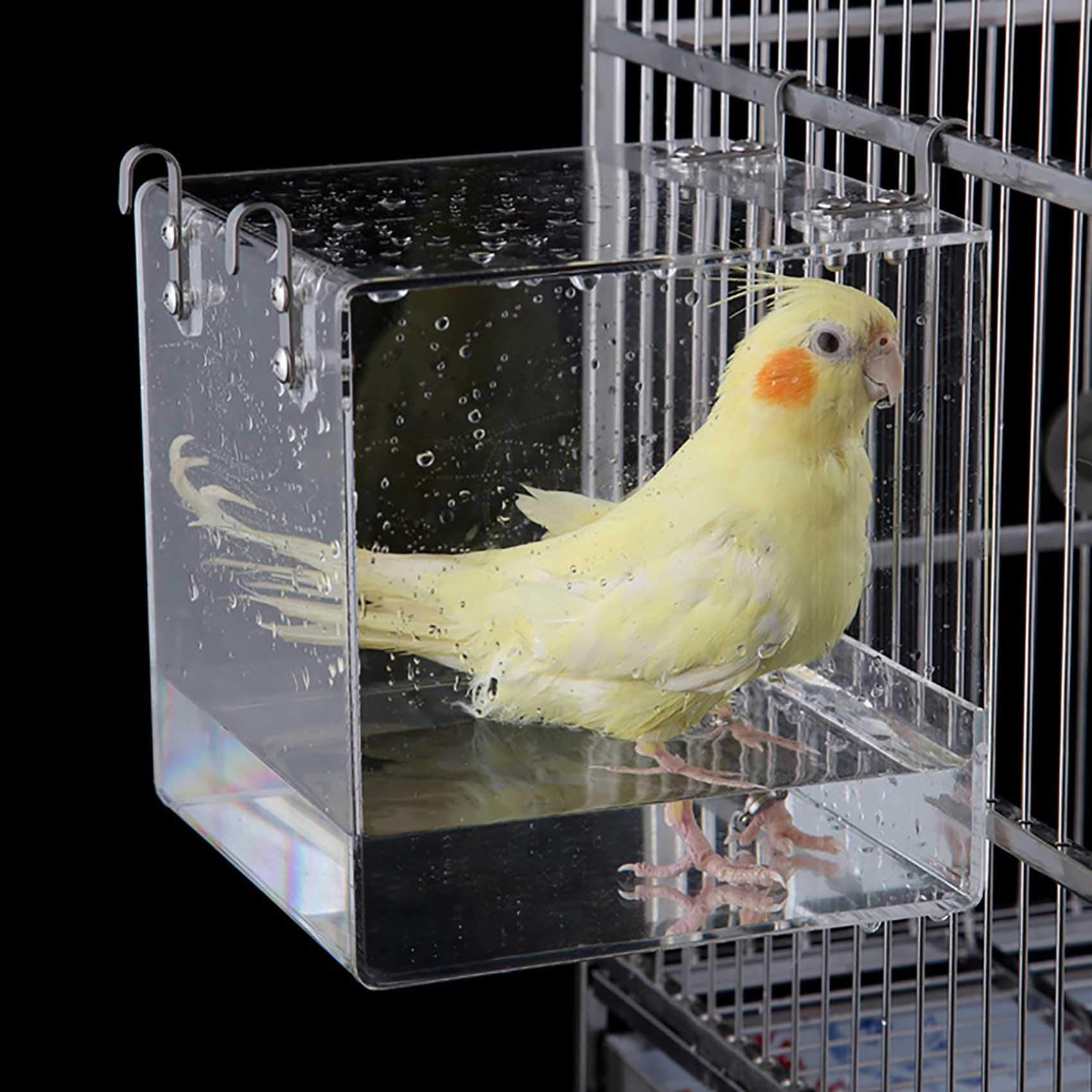 La bañera Enoyoo para aves en jaula, baño cómodo para aves pequeñas.