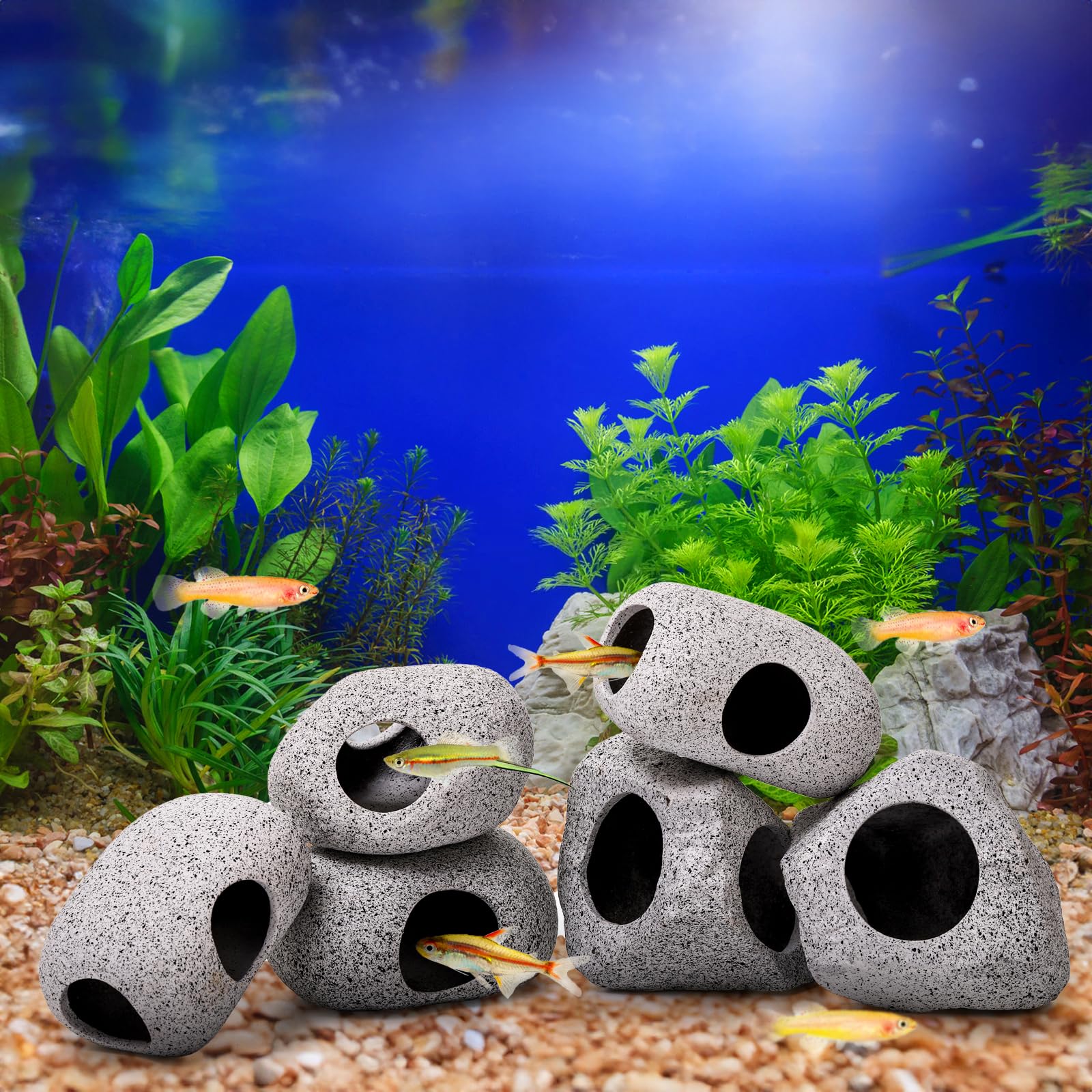 Eorbow cuevas de diferentes tamaños para acuario, configuración versátil