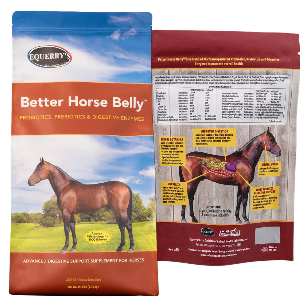 Equerry's Mejor Barriga caballo frasco probióticos mejora la digestión diaria.