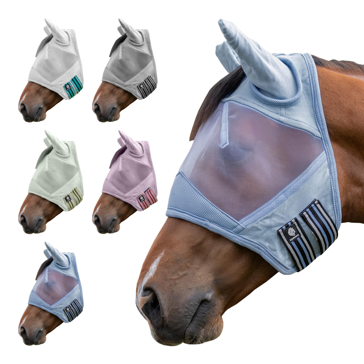 Equinavia Algard máscara de malla suave cubre orejas para mayor confort.