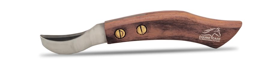 Equine Care cuchillo bucle J2 con mango de madera para recorte preciso de pezuñas.