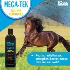 Eqyss Mega-Tek para crines y colas: cabellos más fuertes y con menos roturas.