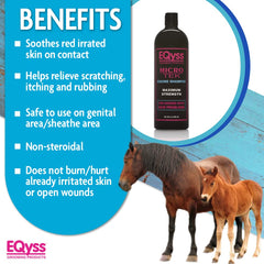 Eqyss Micro-Tek Champú Equino - espuma suave: limpia sin eliminar aceites esenciales.