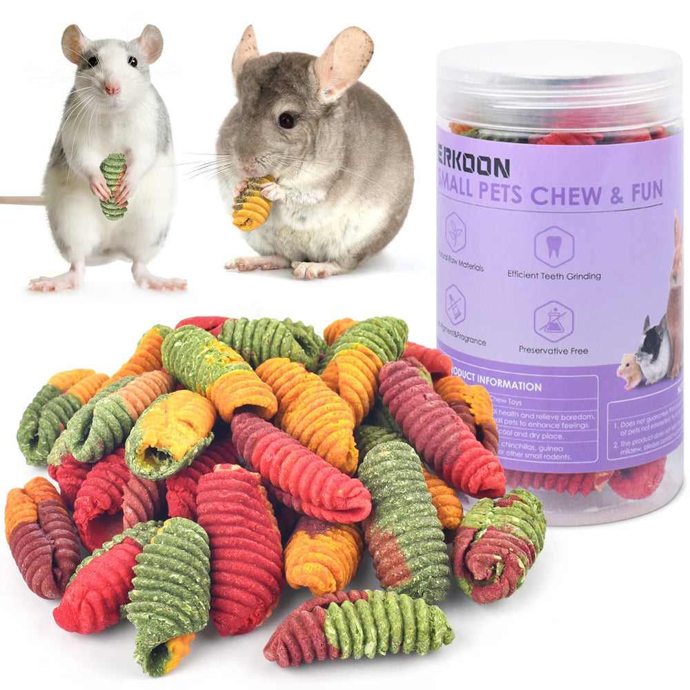 ERKOON premios para chinchillas en formato espiral, estimulan la masticación saludable