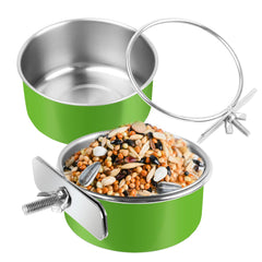 Esmorah: dos cuencos para jaula de aves en acero inoxidable, ideales para comida y agua