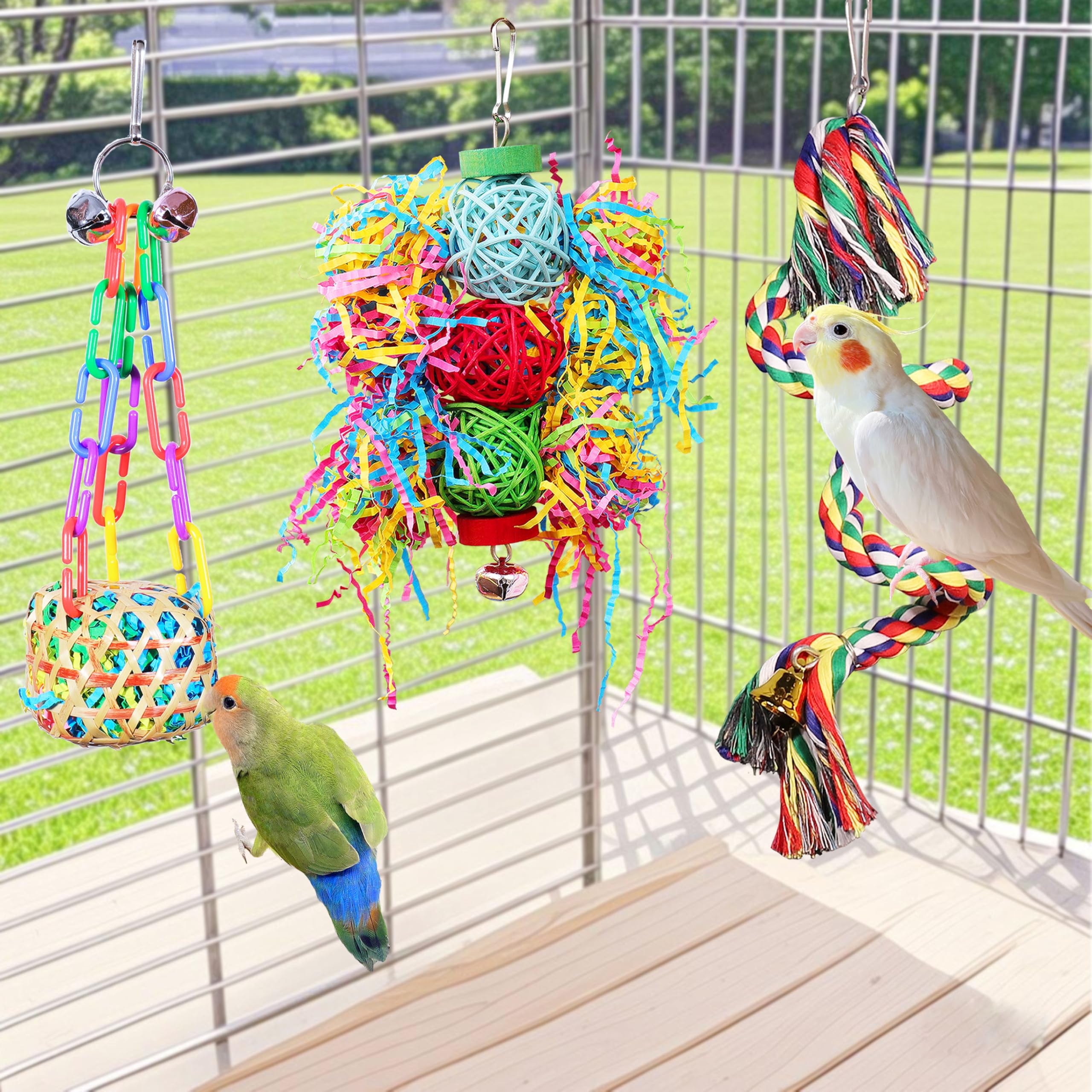 ESRISE cadena y campana para aves: añade sonido y estimulación.
