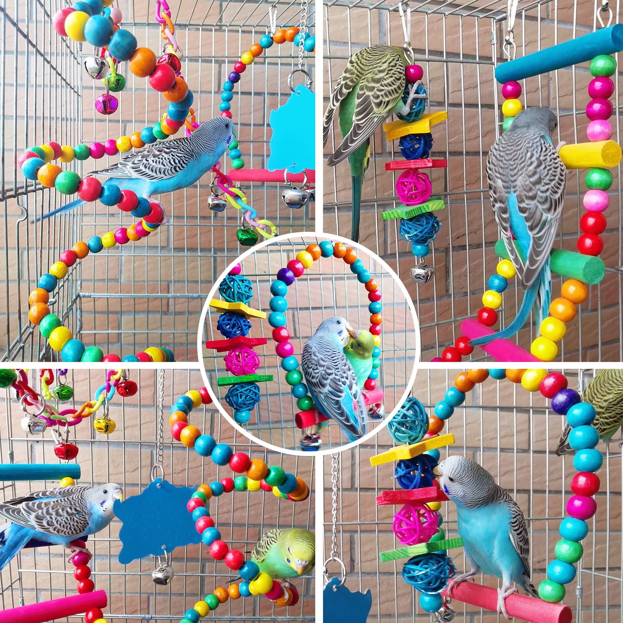 ESRISE kit de juguetes para aves, conjunto completo para entretenimiento en jaula.