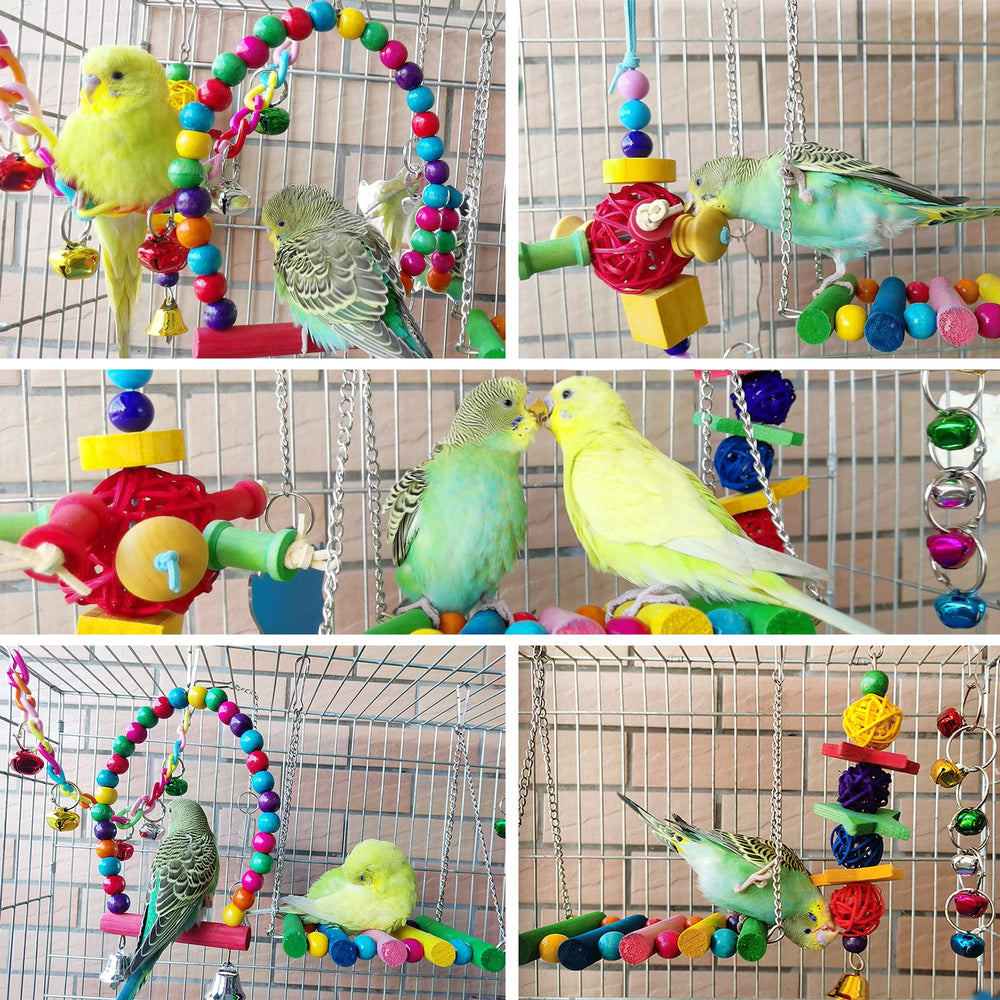 ESRISE set de juguetes variados para aves; experiencia sensorial diversa.