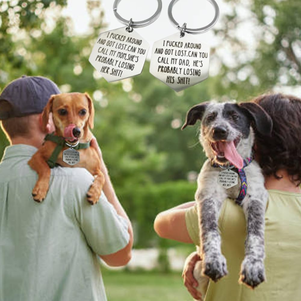 Etiqueta divertida para perro con diseño grabado láser legible