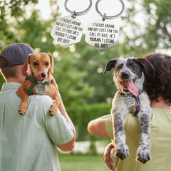 Etiqueta divertida para perro con diseño grabado láser legible