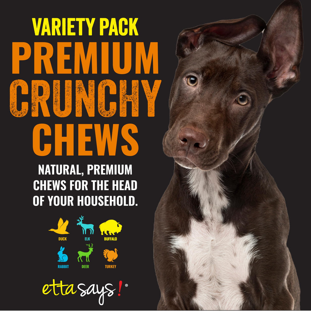 etta says! crocantes premium para perros 7 pulgadas, variedad conejo para dientes y encías sanas