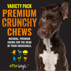 etta says! crocantes premium para perros 7 pulgadas, variedad conejo para dientes y encías sanas