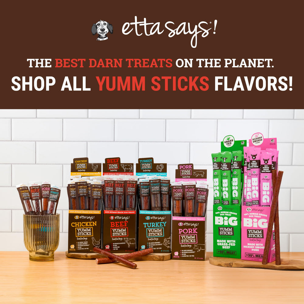 etta says! Yumm Sticks: porciones envueltas para recompensa práctica.