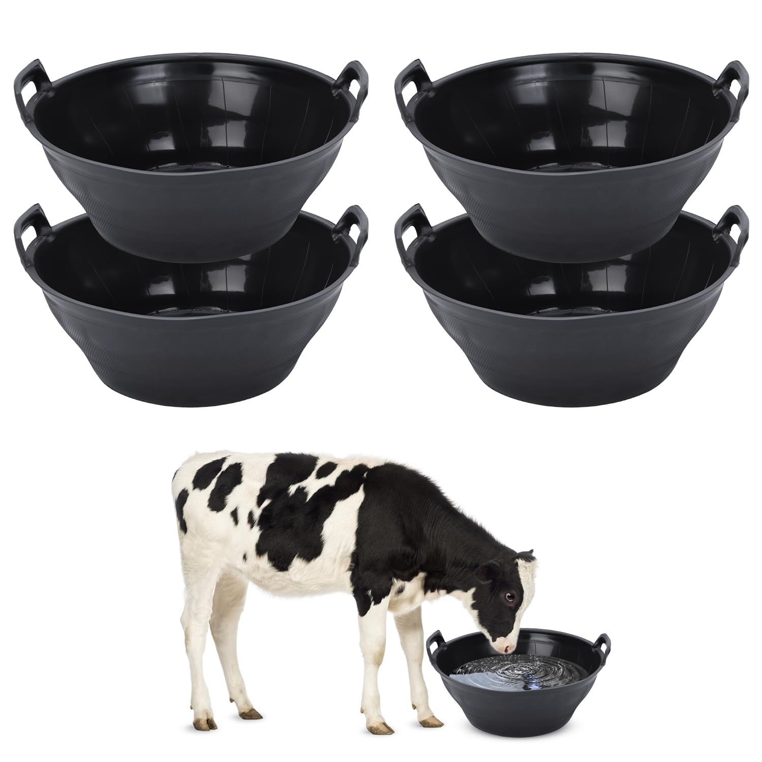 Cuencos de alimentación de goma EUBUY, juego de cuatro, 11,7 L cada uno, para varios animales.