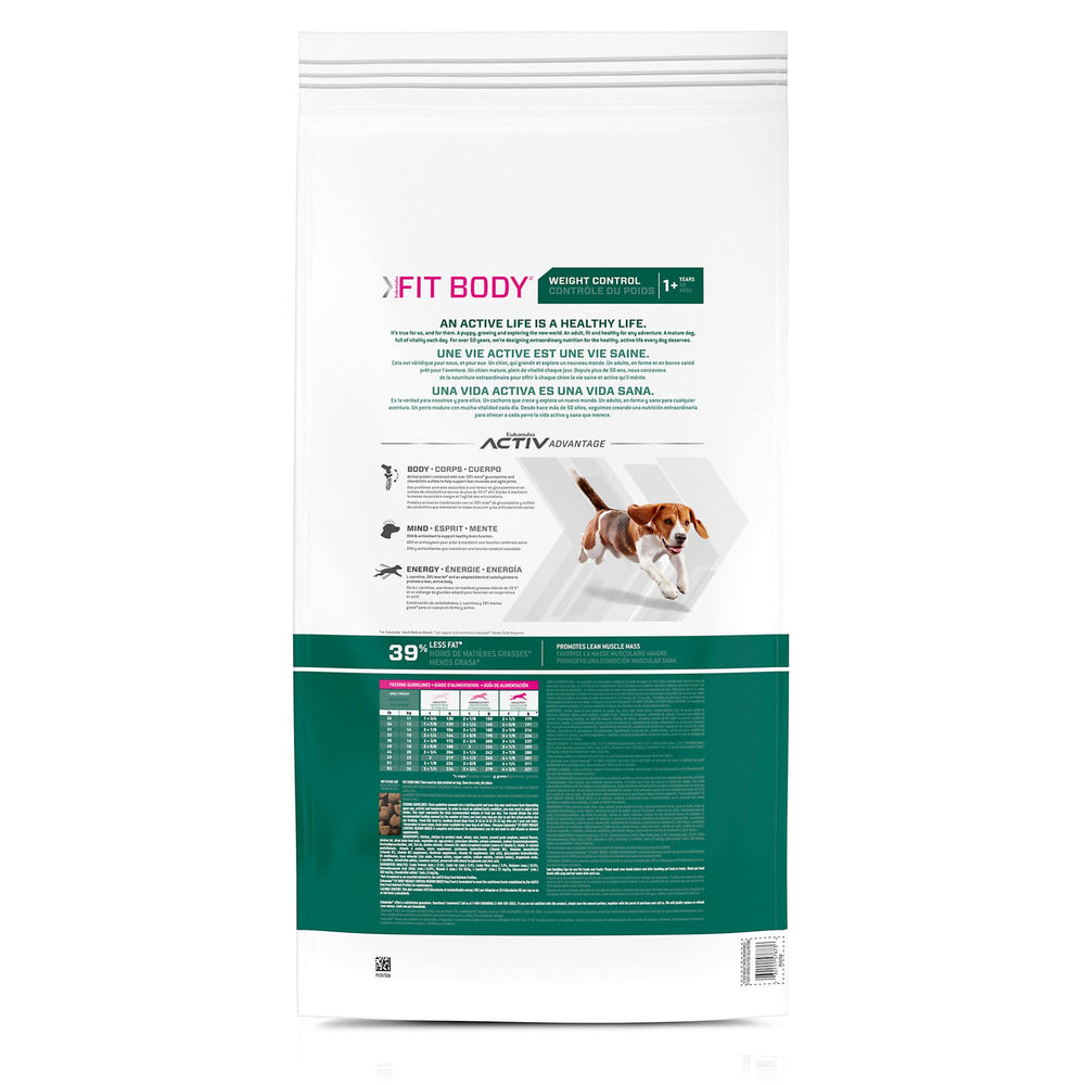 Eukanuba Fit Body: tazón con croquetas para perros medianos activos.
