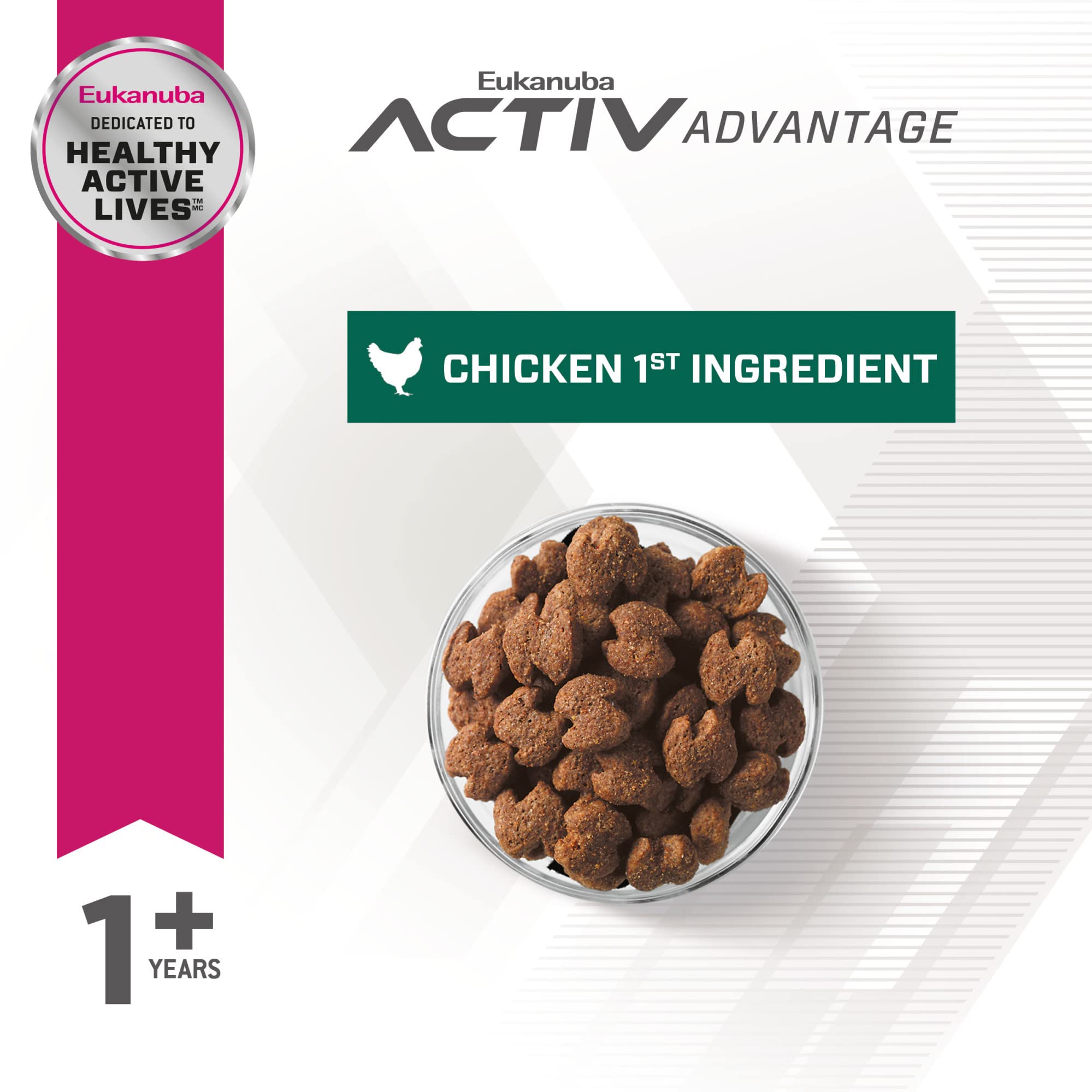 Eukanuba Fit Body Small Breed kibble close-up emphasizes balanced nutrition